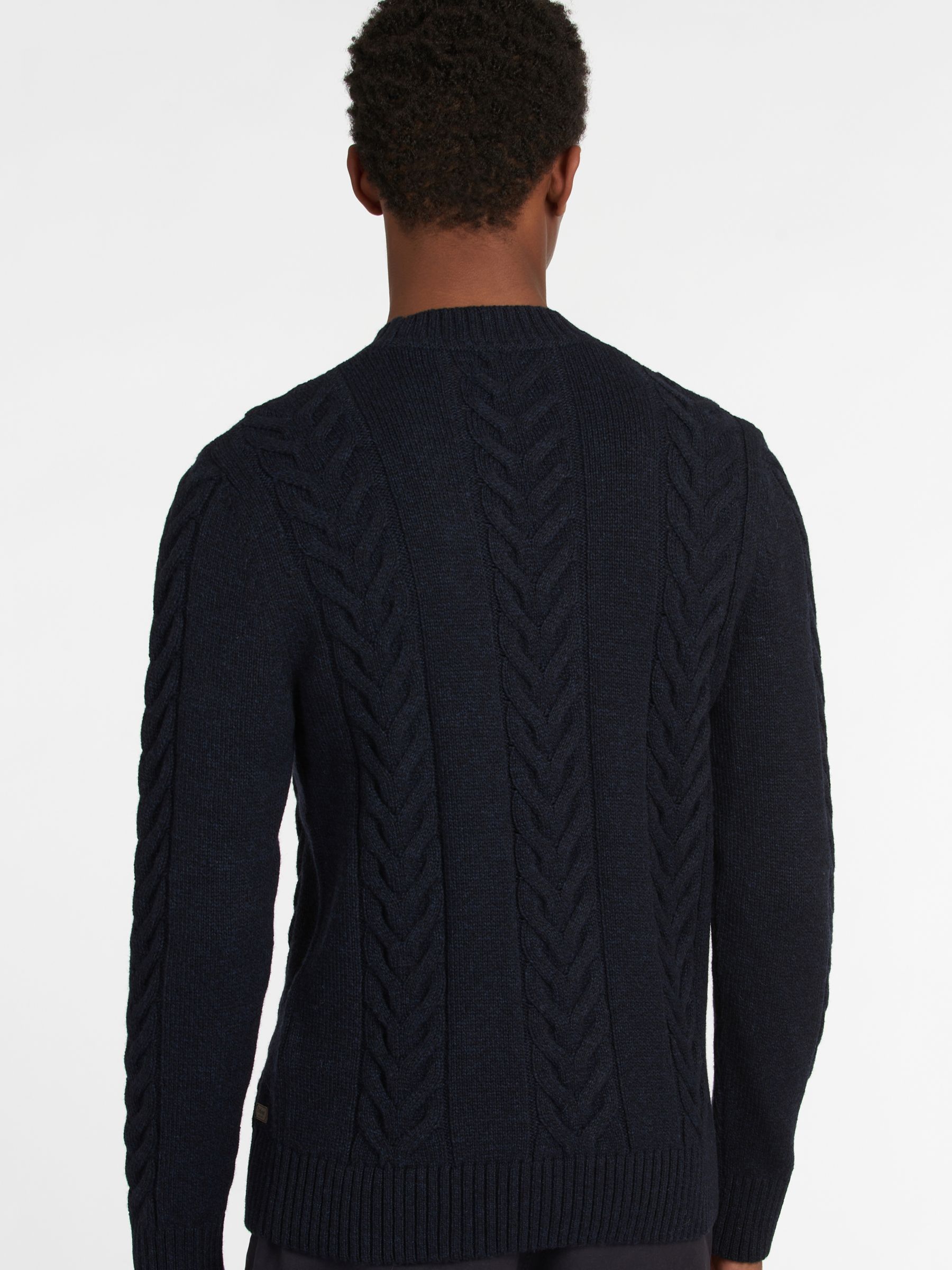 Barbour Lifestyle Cable Knit Jumper, Navy Marl at John Lewis & Partners