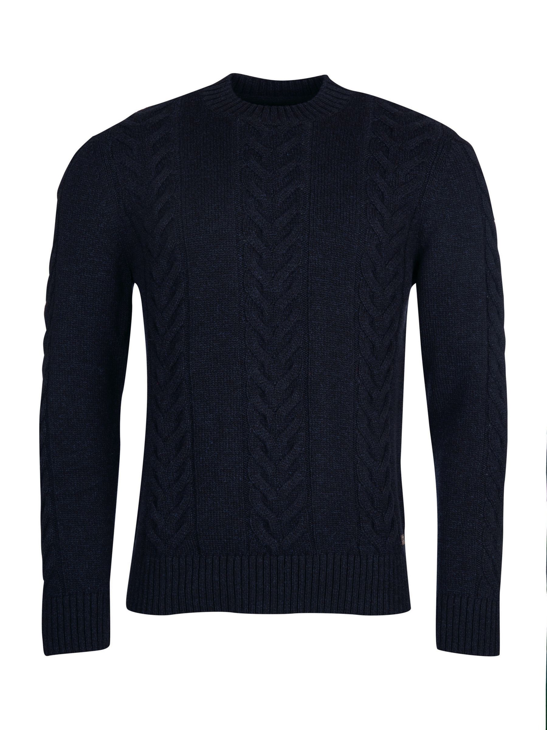 Barbour Lifestyle Cable Knit Jumper, Navy Marl at John Lewis & Partners