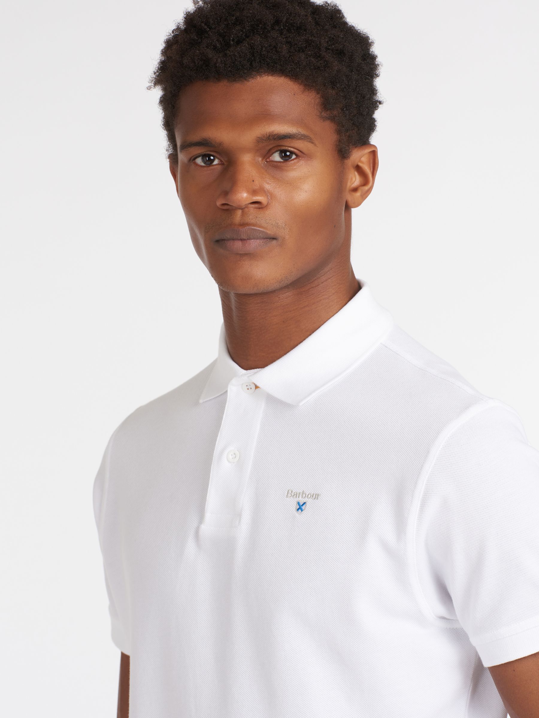 Barbour Short Sleeve Sports Polo Shirt, White at John Lewis & Partners