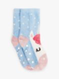 John Lewis & Partners Kids' Unicorn Slipper Socks, Blue/Multi