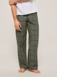 John Lewis & Partners Organic Cotton Check Lounge Pyjama Bottoms, Green/Multi