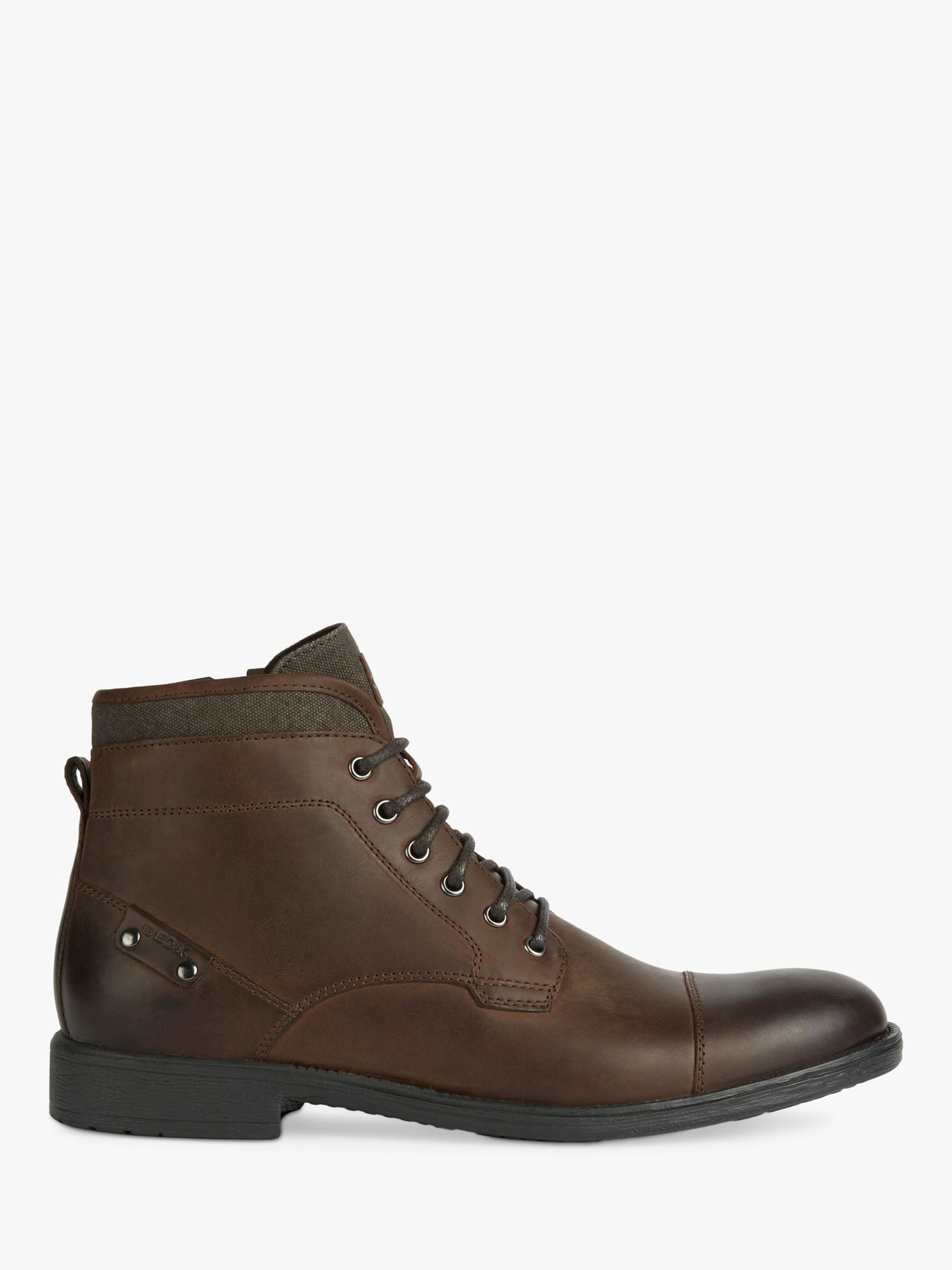 Geox Jaylon Leather Up Ankle Boots, Dark Brown at John Lewis & Partners