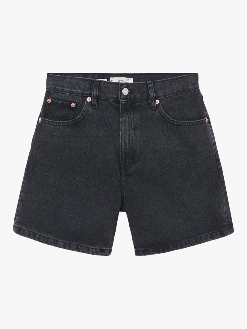 Mango Straight Fit Denim Shorts, Black