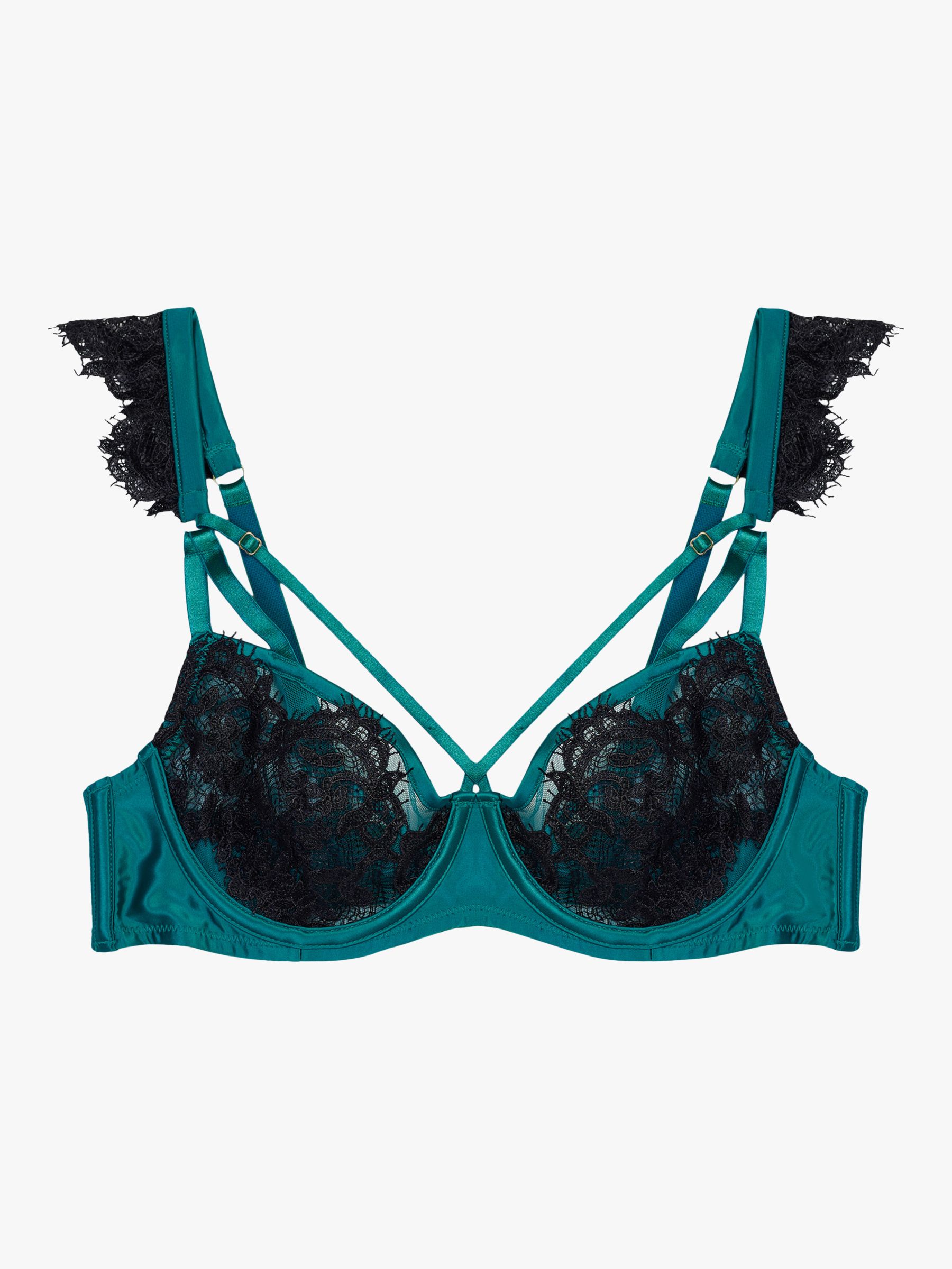 Playful Promises Anneliese Lace Trim Balcony Bra, Teal at John Lewis ...
