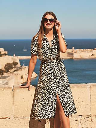 Sosandar Leopard Print Shirt Dress, Brown