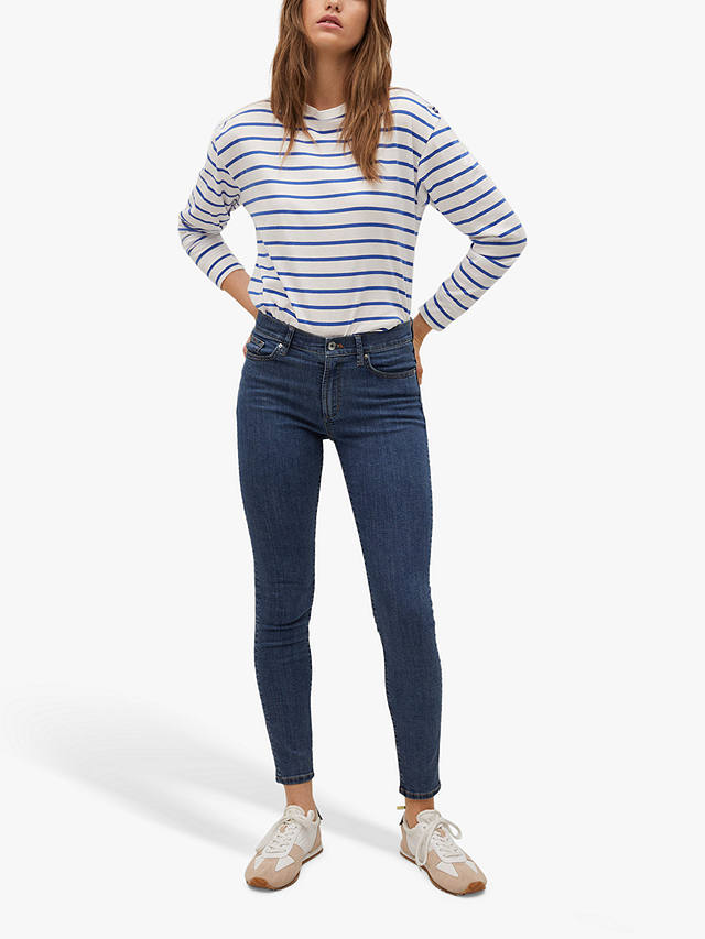 Mango Elsa Mid Waist Skinny Jeans, Navy