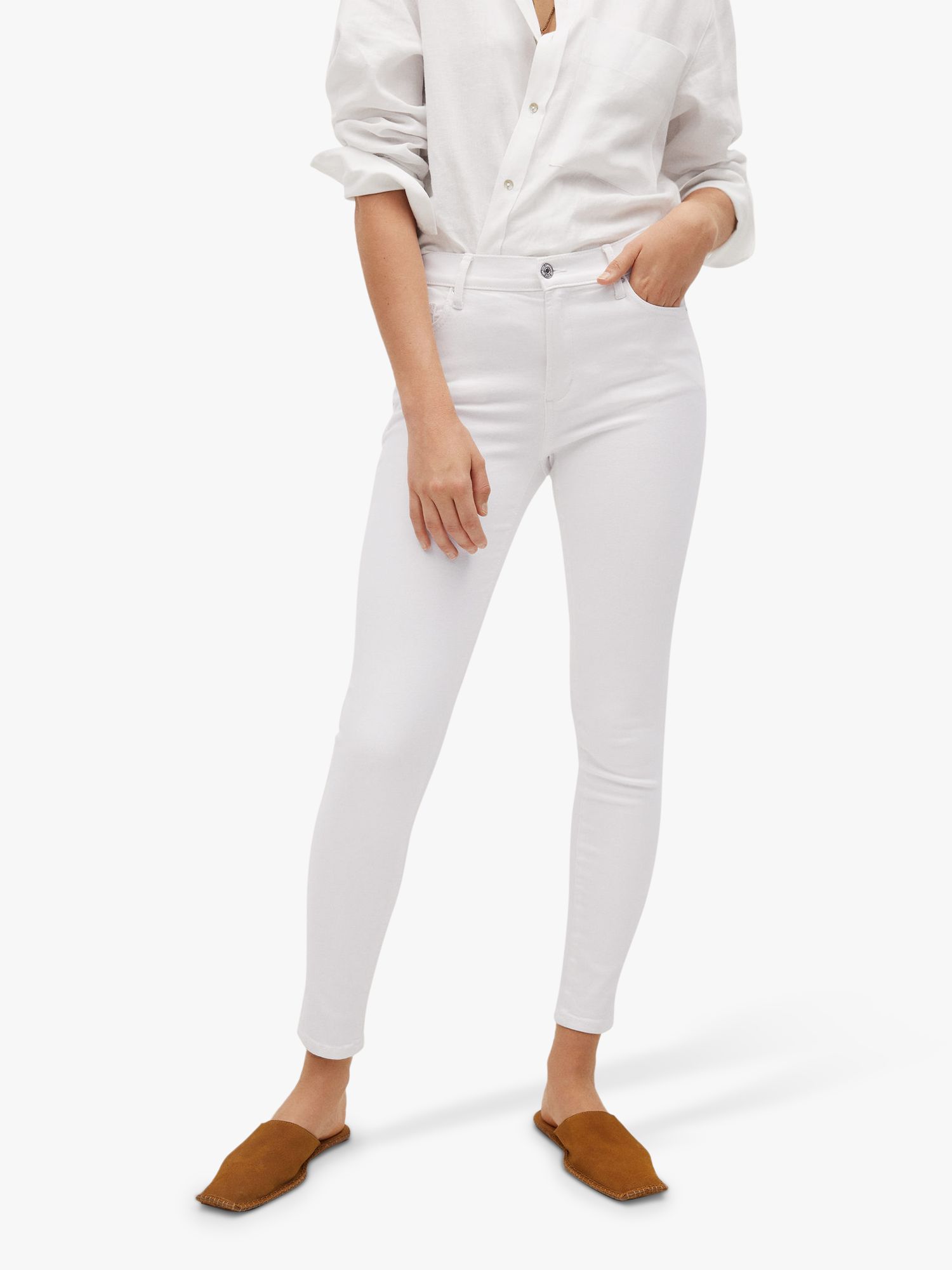 Mango Elsa Medium Waist Skinny Jeans, White