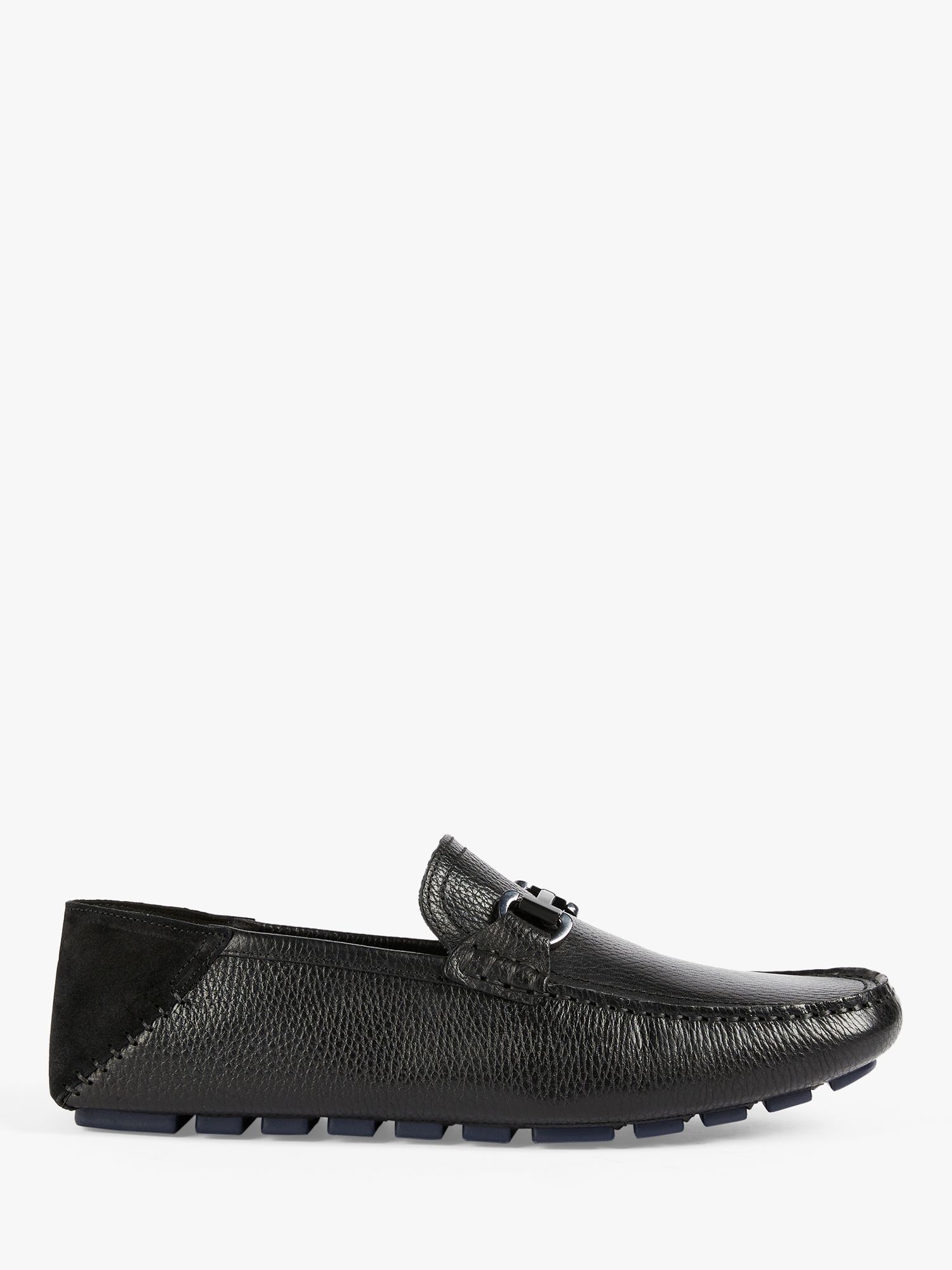 Ted Baker Monnen Leather Saddle Trim Driver Loafers, Black at John ...