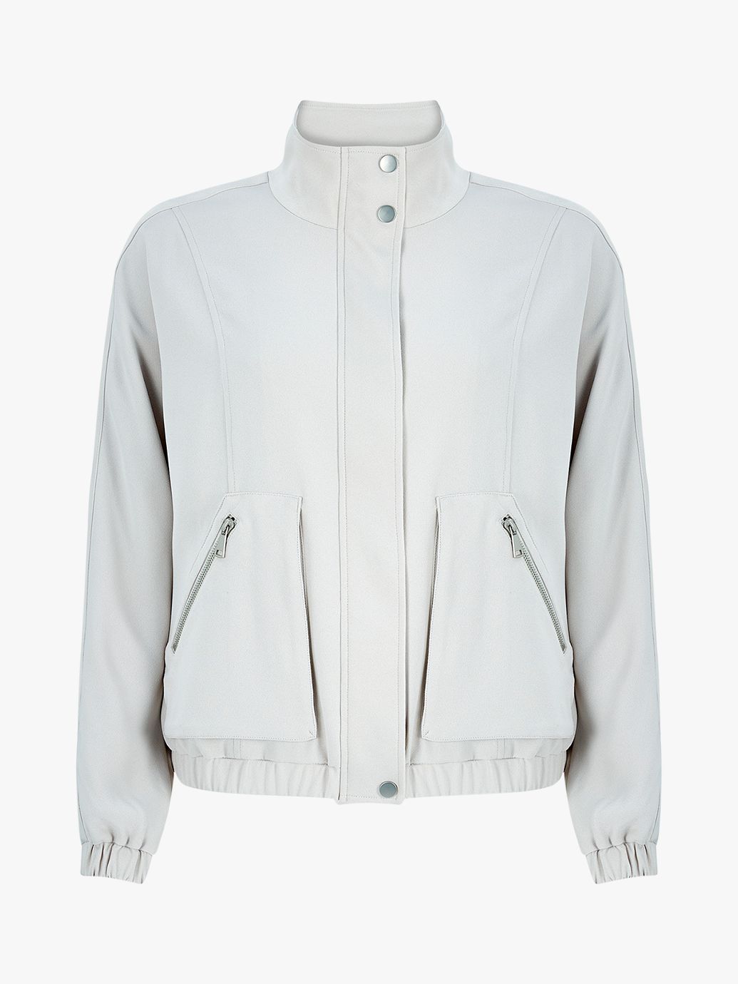 Mint Velvet Zipped Bomber Jacket, Beige