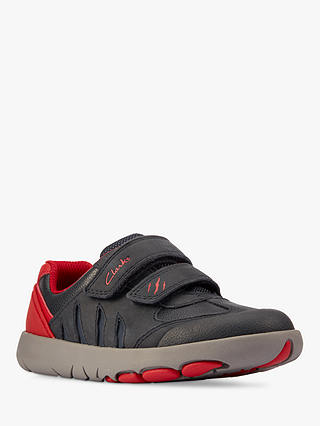 Clarks Children's Rex Play Riptape Trainers, Navy/Red, 10F Jnr