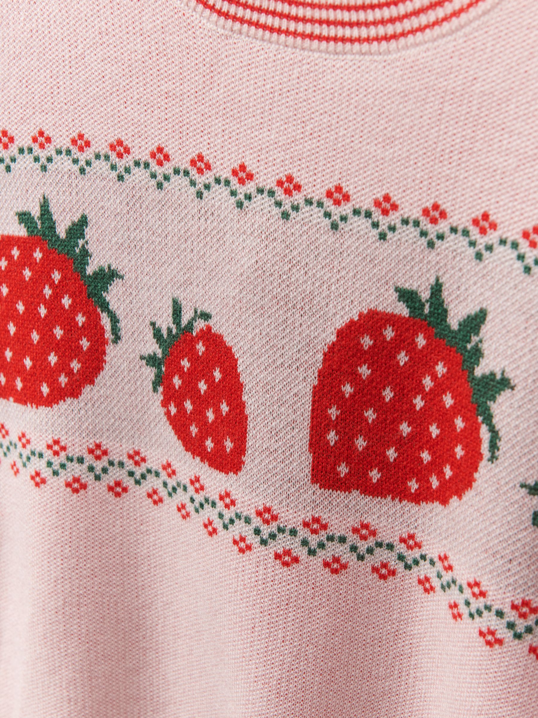 Crew Clothing Kids' Strawberry Frill Jumper, Pink