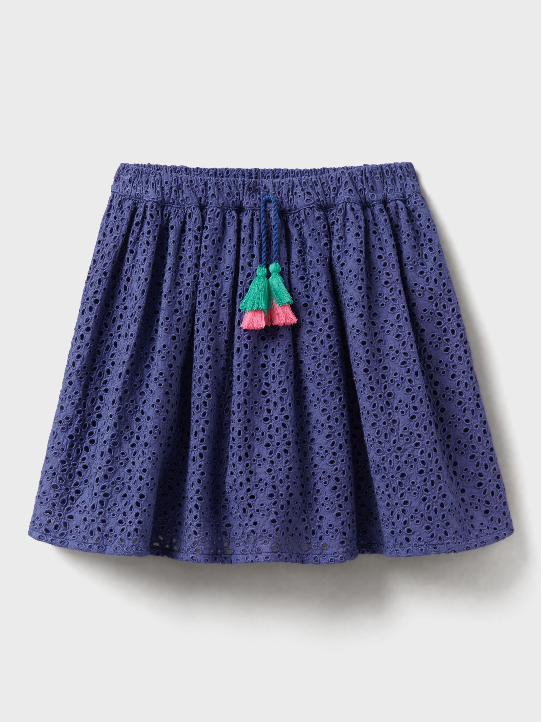 Crew Clothing Kids' Broderie Anglaise Skirt, Navy at John Lewis & Partners