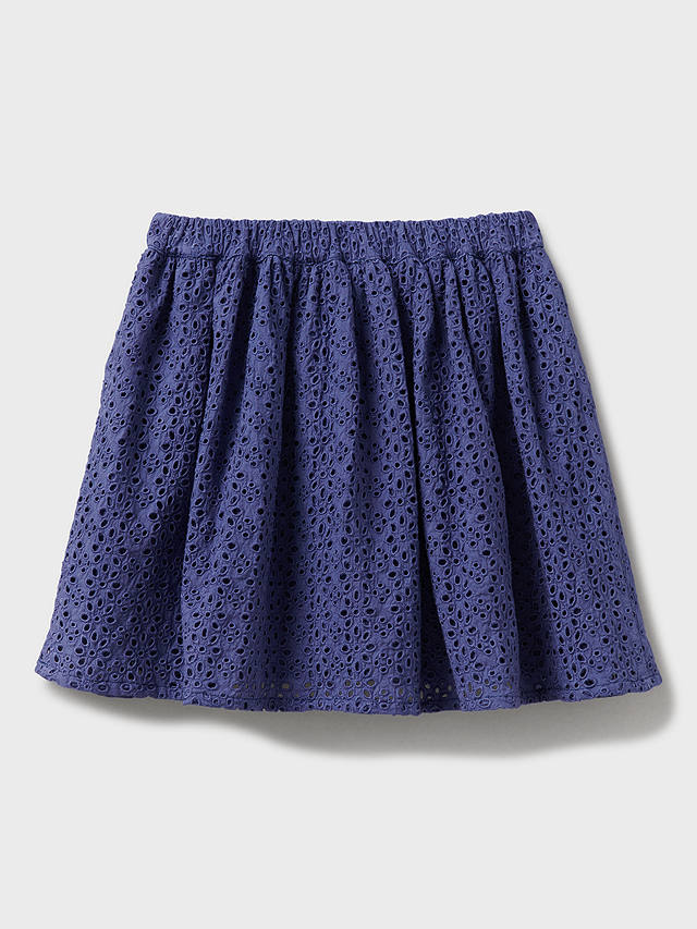 Crew Clothing Kids' Broderie Anglaise Skirt, Navy at John Lewis & Partners