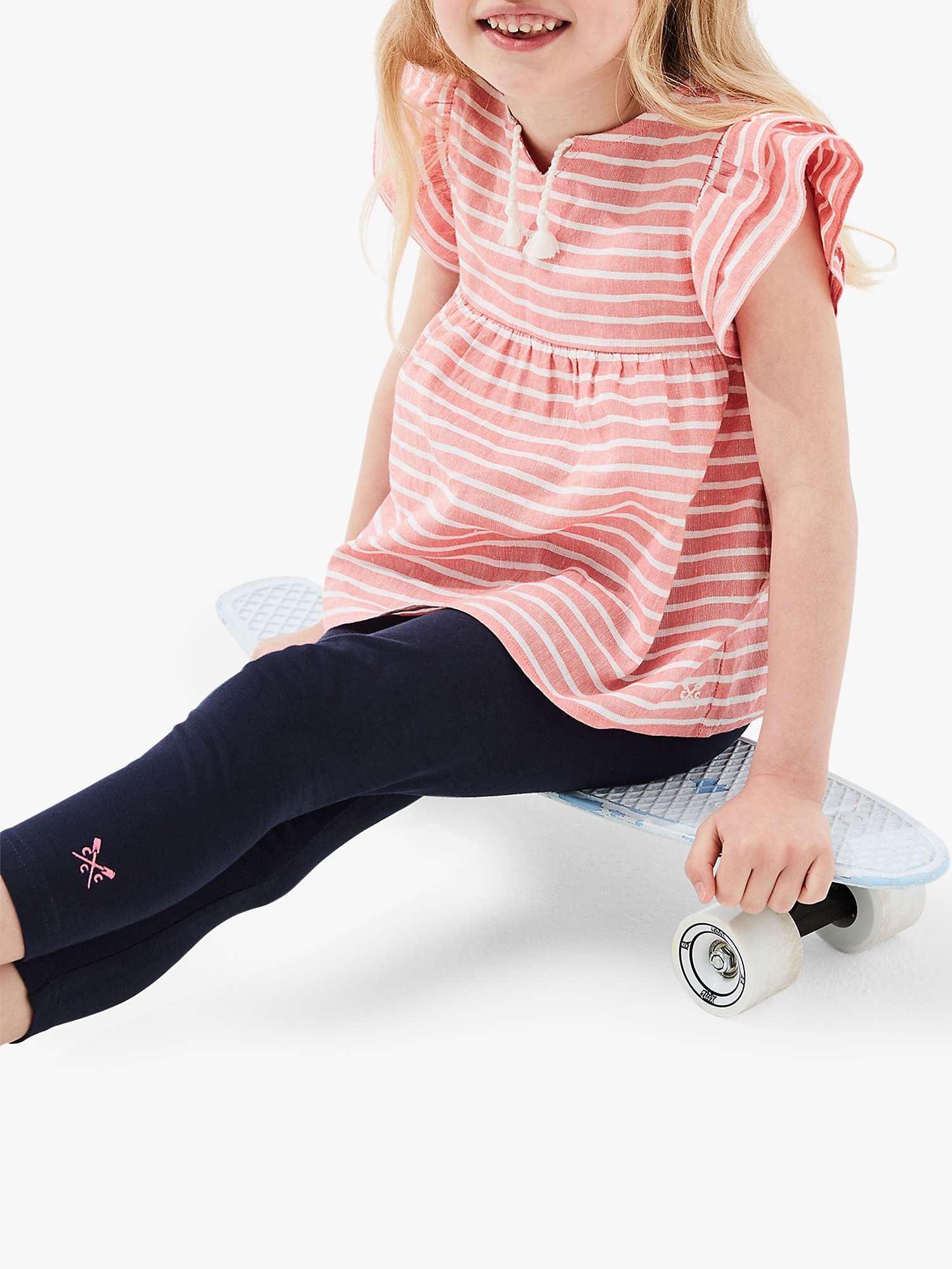 Buy Crew Clothing Kids' Stripe Peasant Blouse, Pink/White Online at johnlewis.com