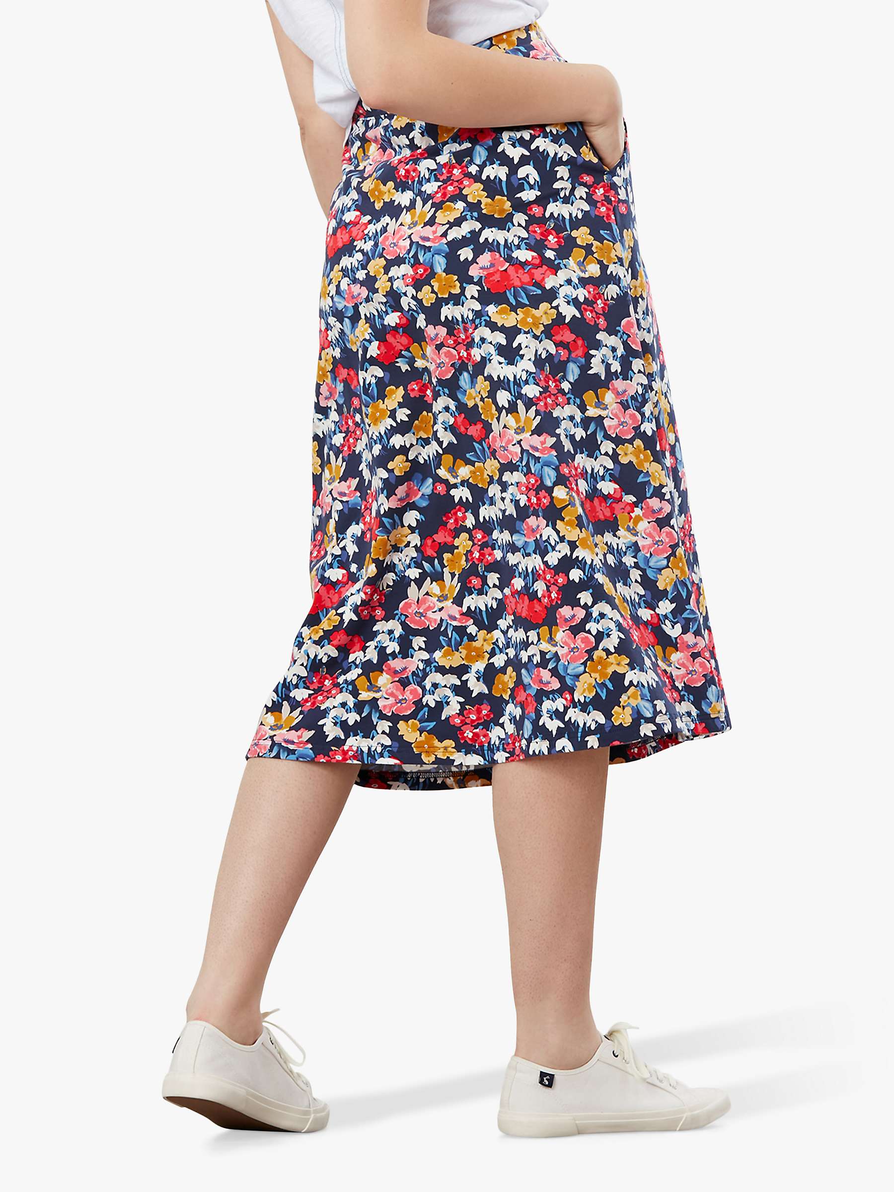 Joules Eden Floral Print Midi Skirt, Blue/Multi at John Lewis & Partners