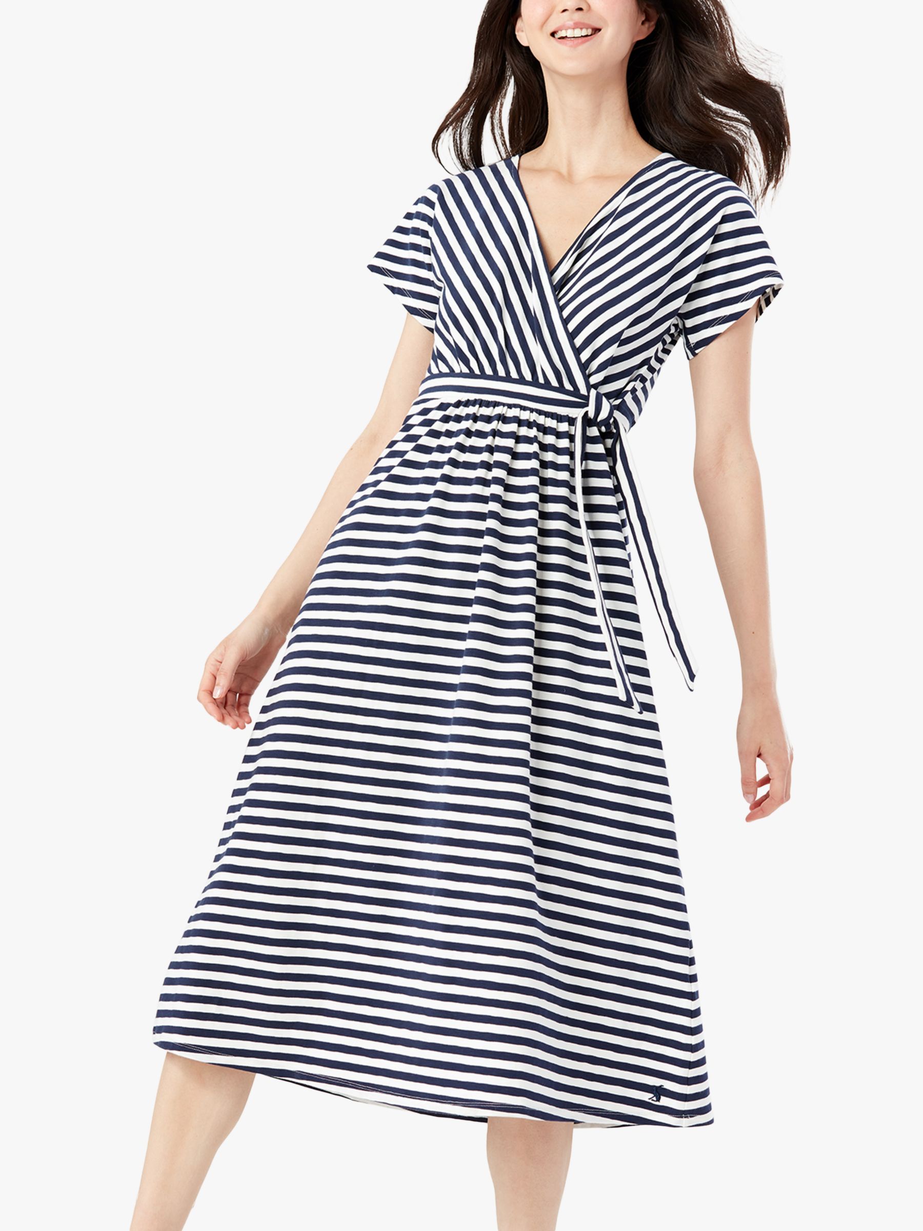 Joules Riley Stripe Print Wrap Dress, Navy