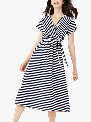 Joules Riley Stripe Print Wrap Dress, Navy