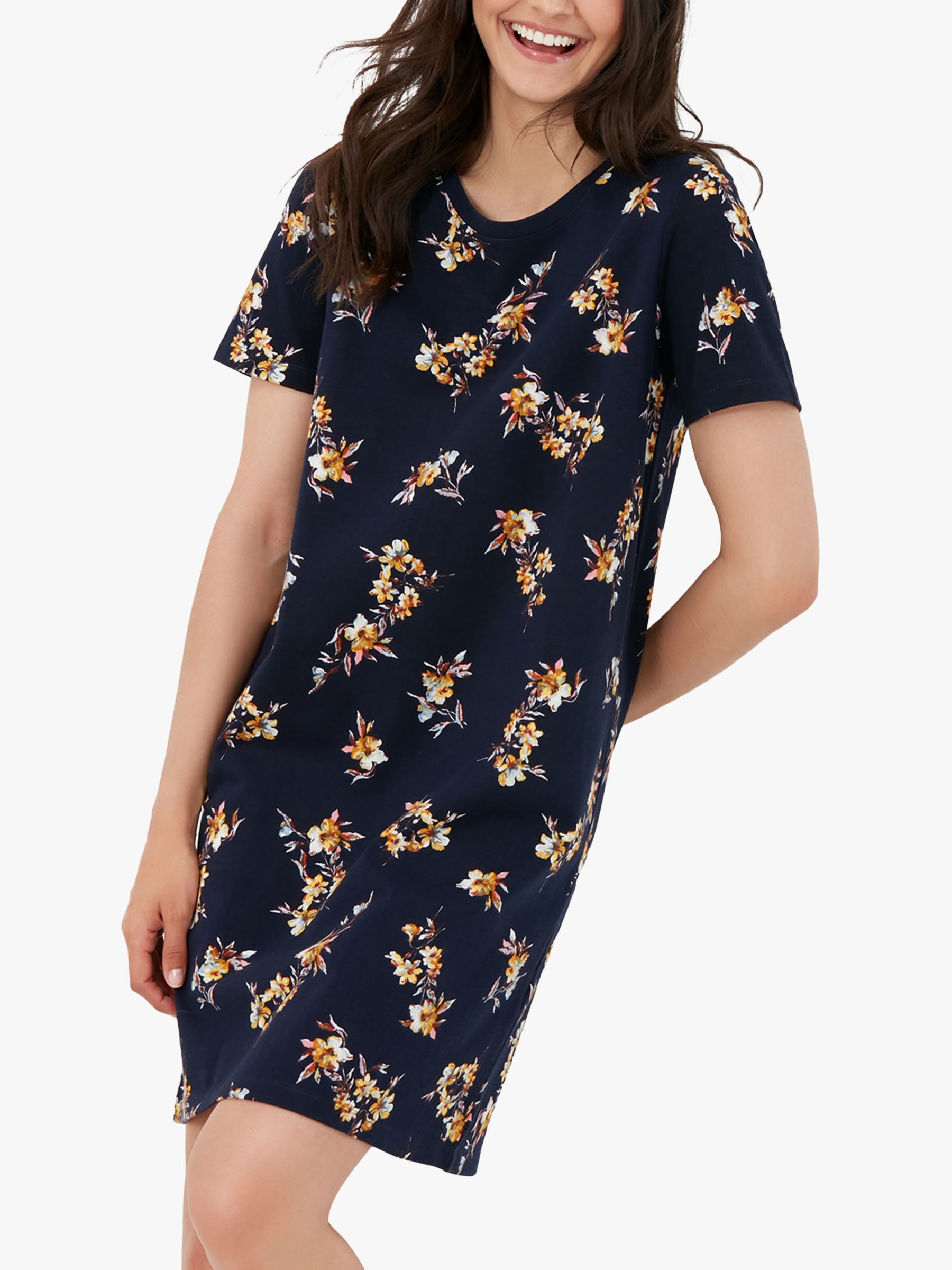 Joules Liberty Posy Print T-Shirt Dress, Navy/Multi