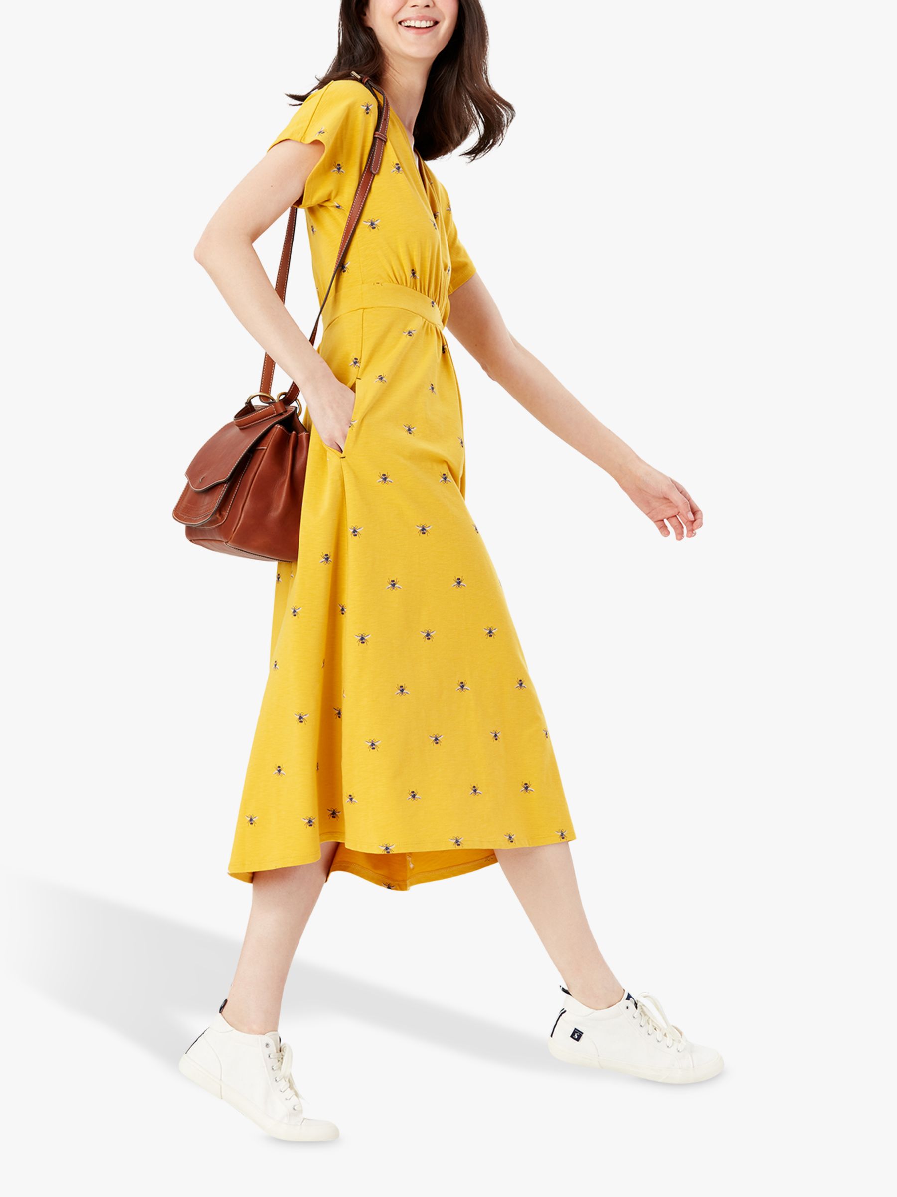 Joules Riley Bee Print Wrap Dress, Yellow