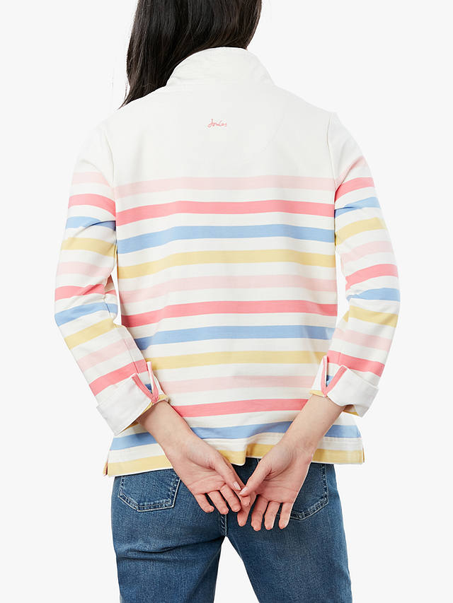Creme Multi Stripe Joules Girls Saunton Half Zip Sweatshirt 