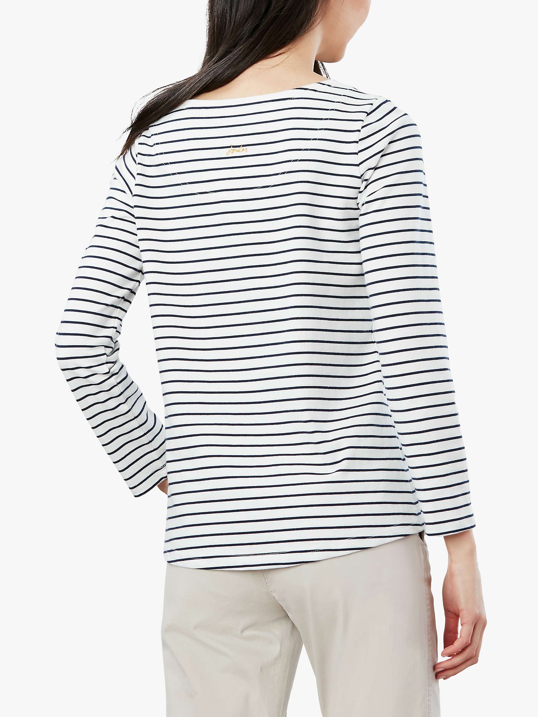 Joules Harbour Luxe Beaded Bee Jersey Top, White at John Lewis & Partners