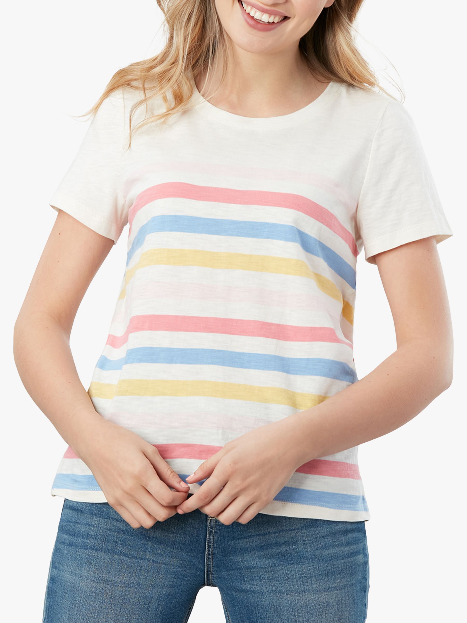 Joules Carley Stripe Cotton T-Shirt, Multi 6 female 100% cotton