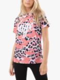 Hype Kids' Leopard Camo Logo T-Shirt, Pink/Multi