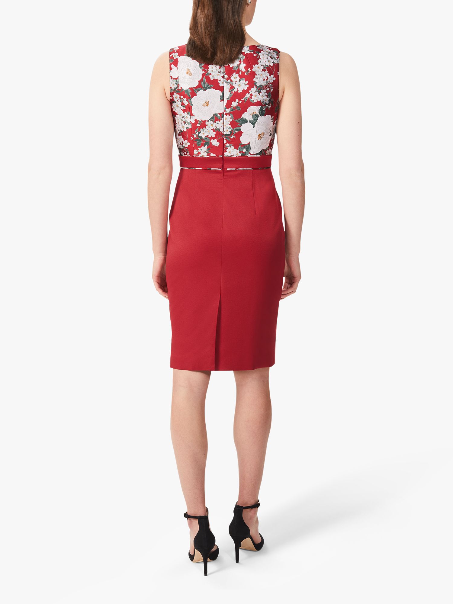 Buy Hobbs Dora Floral Jacquard Shift Dress, Red/Multi Online at johnlewis.com