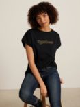 AND/OR Happiness Cotton T-Shirt, Black