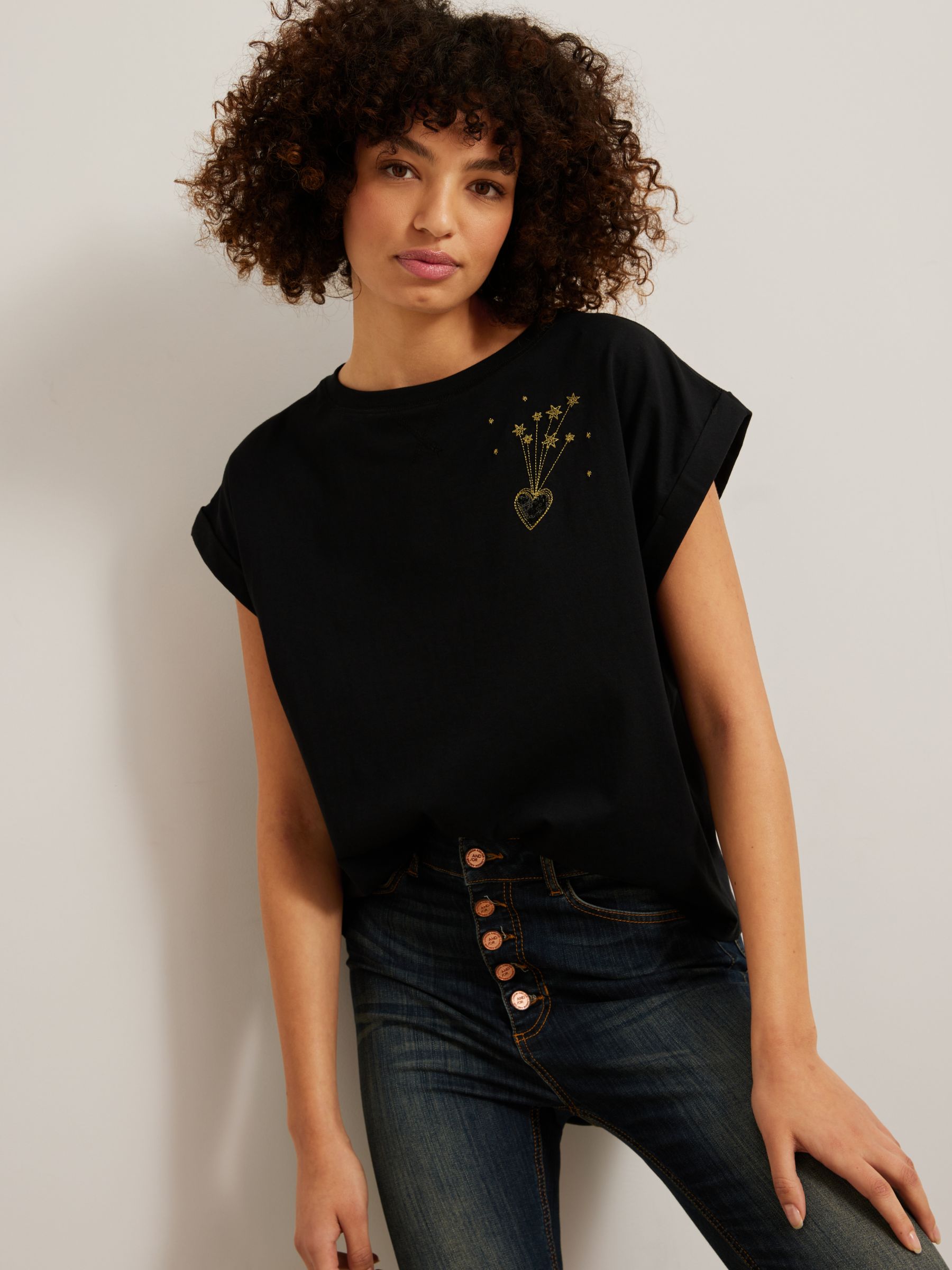 AND/OR Shooting Stars T-Shirt, Black/Gold