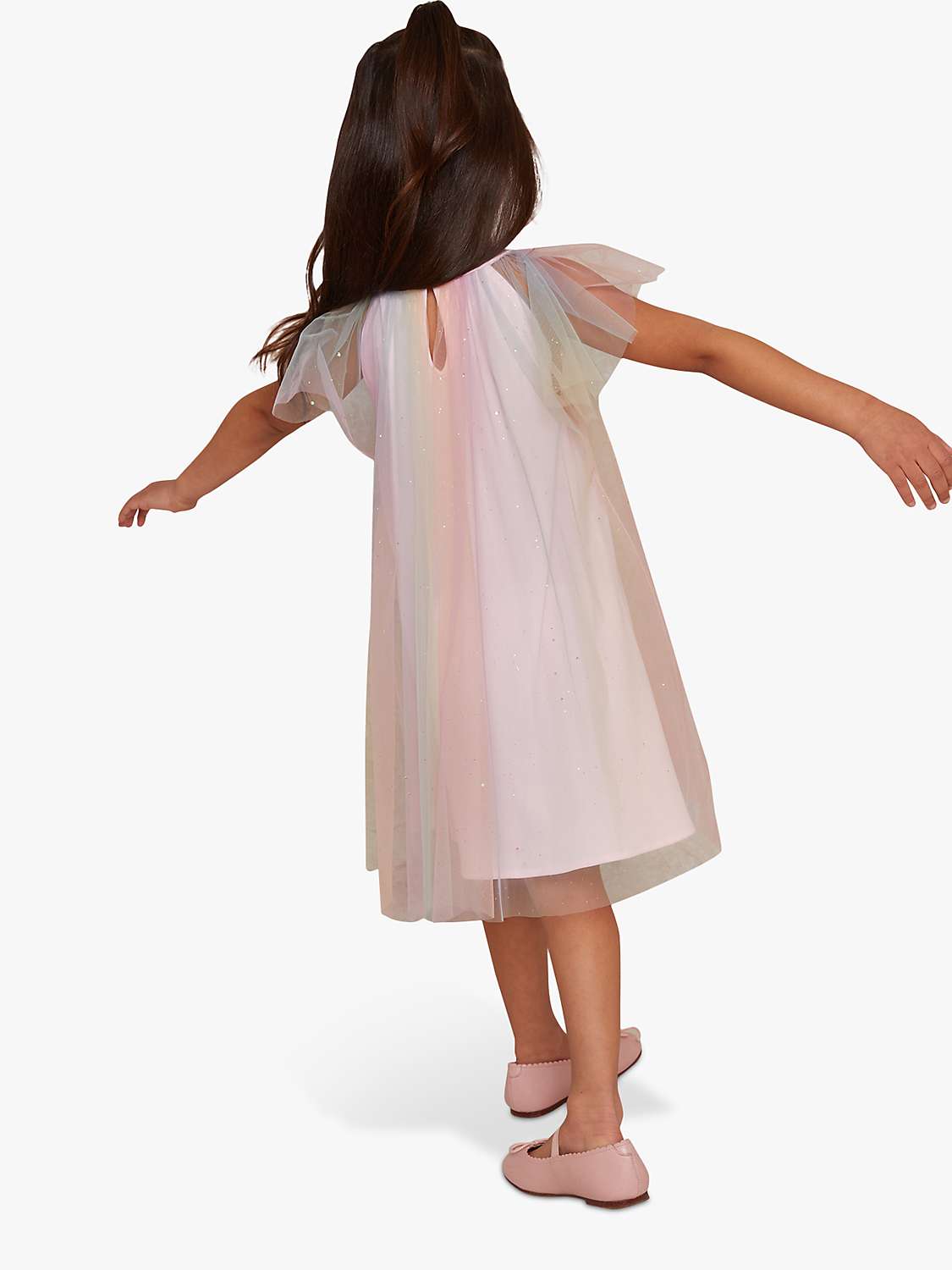 Buy Chi Chi London Kids' Short Sleeve Rainbow Stripe Tulle Midi Dress, Multi Online at johnlewis.com