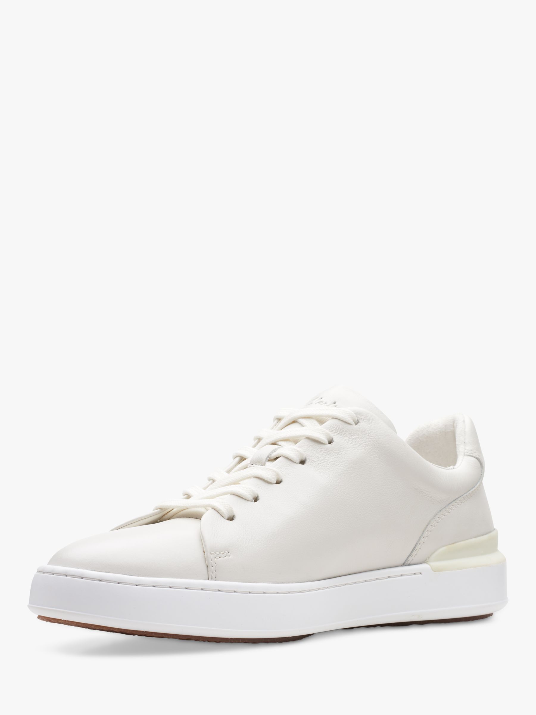 Clarks CourtLite Lace Up Leather Trainers, White at John Lewis & Partners