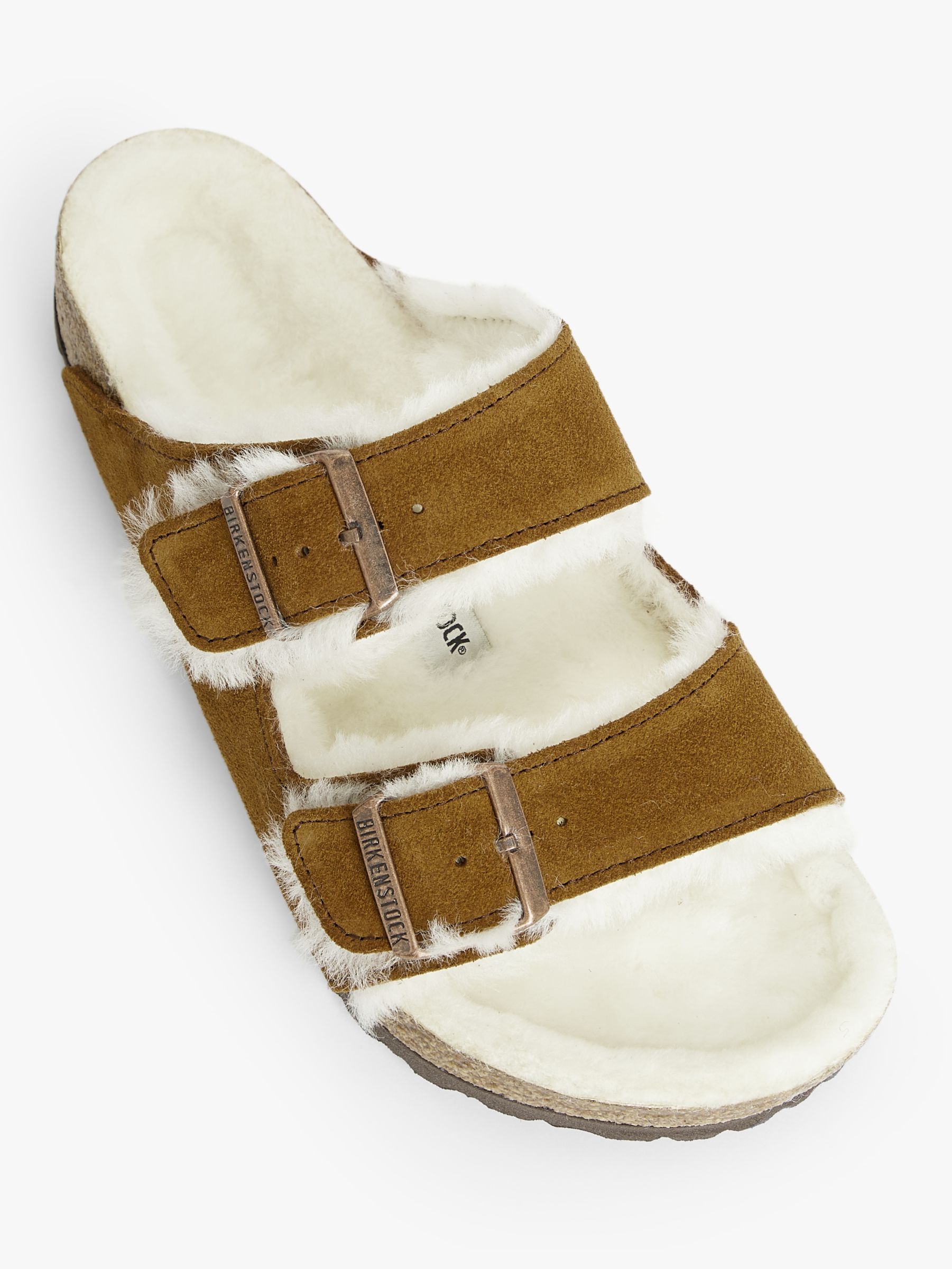 Birkenstock Arizona Suede Sheepskin Sandals, Mink at John Lewis & Partners
