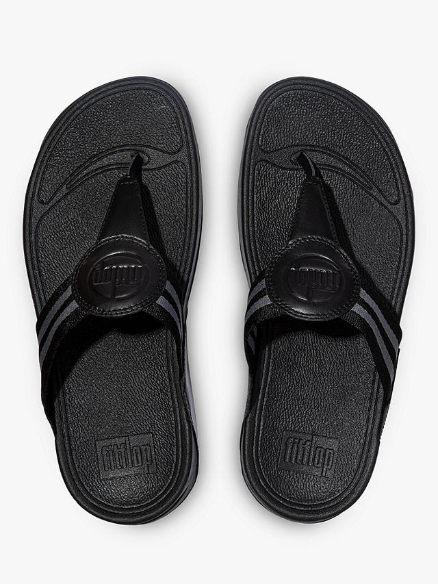 FitFlop Walkstar Leather Mix Toe Post Sandals, Black