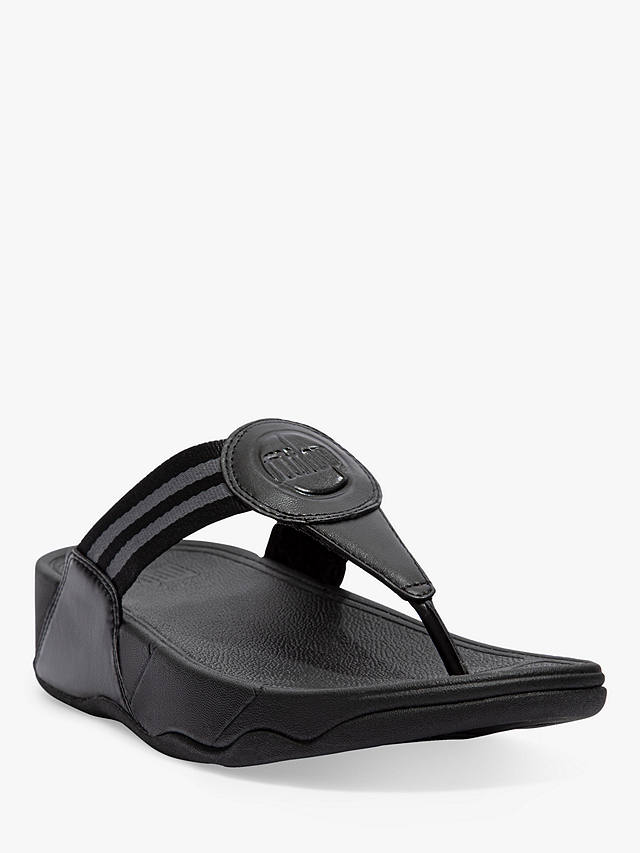 FitFlop Walkstar Leather Mix Toe Post Sandals, Black