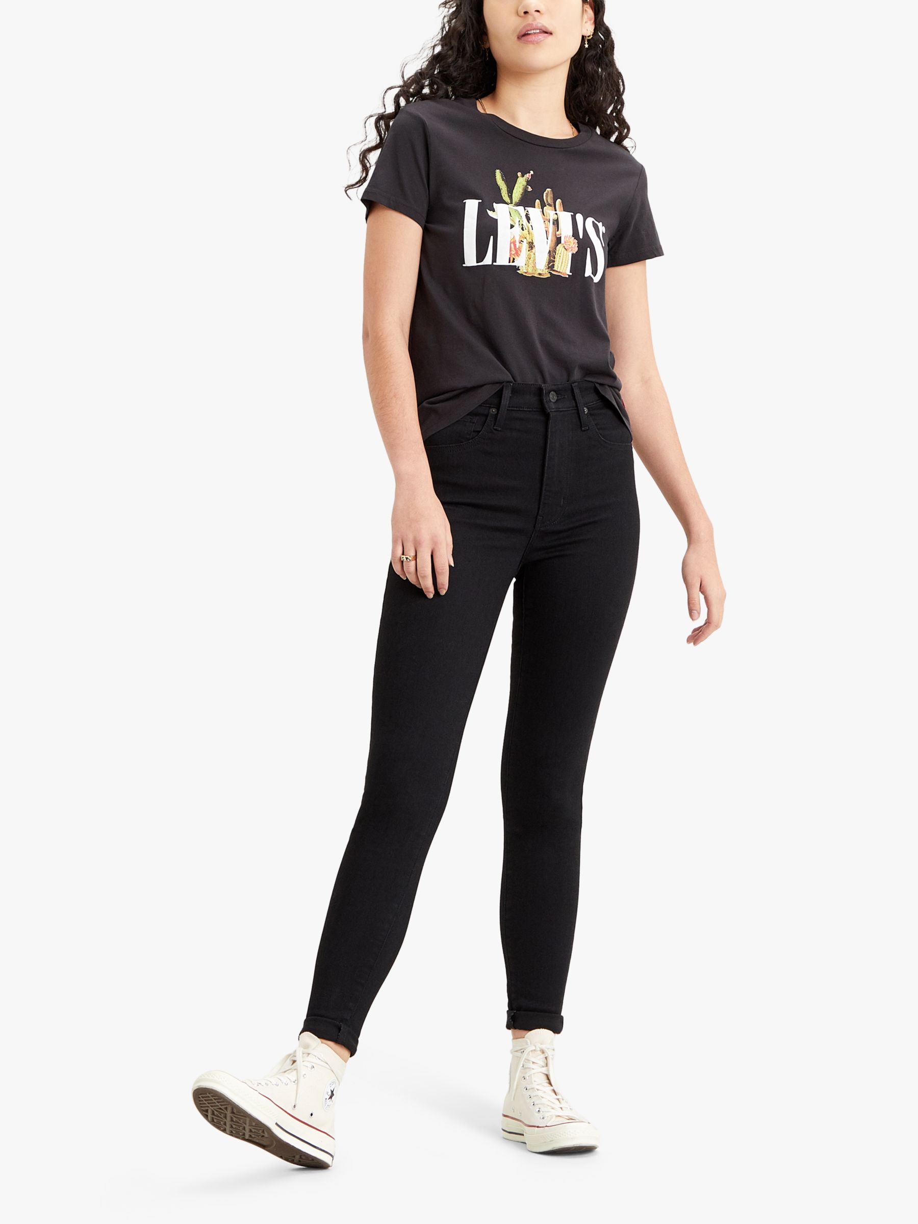Levi's Mile High Super Skinny Jeans, Black Celestial at John Lewis &  Partners