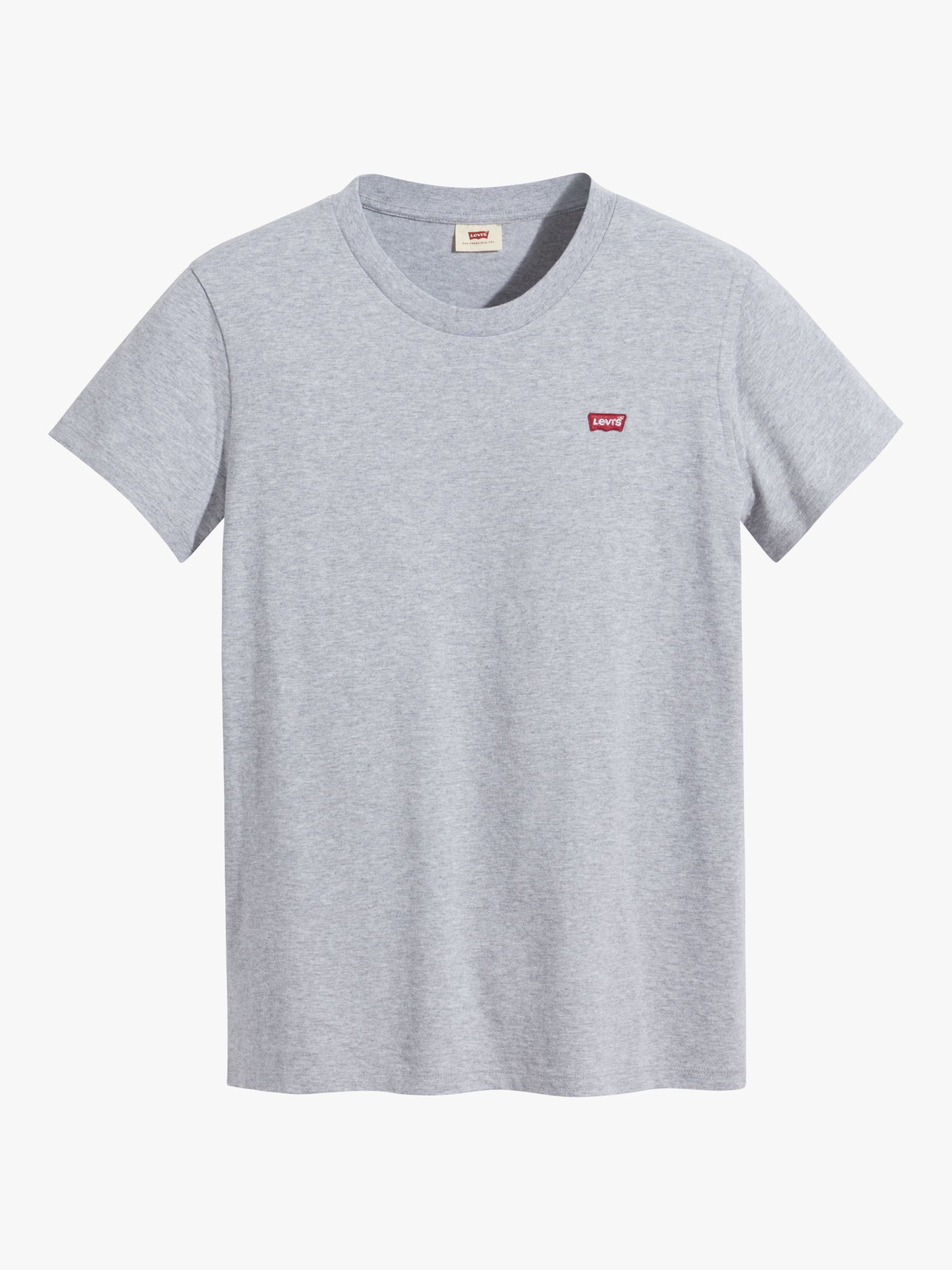 Levi's The Perfect Round Neck Chest Logo Cotton T-Shirt, Heather Grey ...