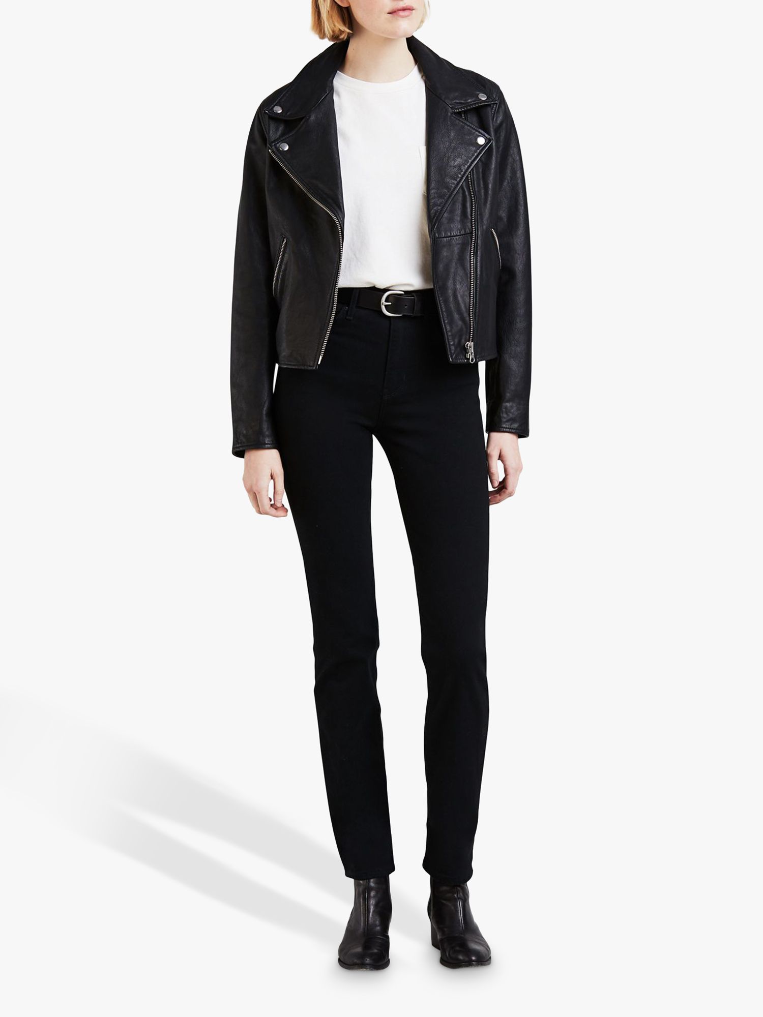 Levi's 724 High Rise Straight Cut Jeans, Night Is Black at John Lewis &  Partners