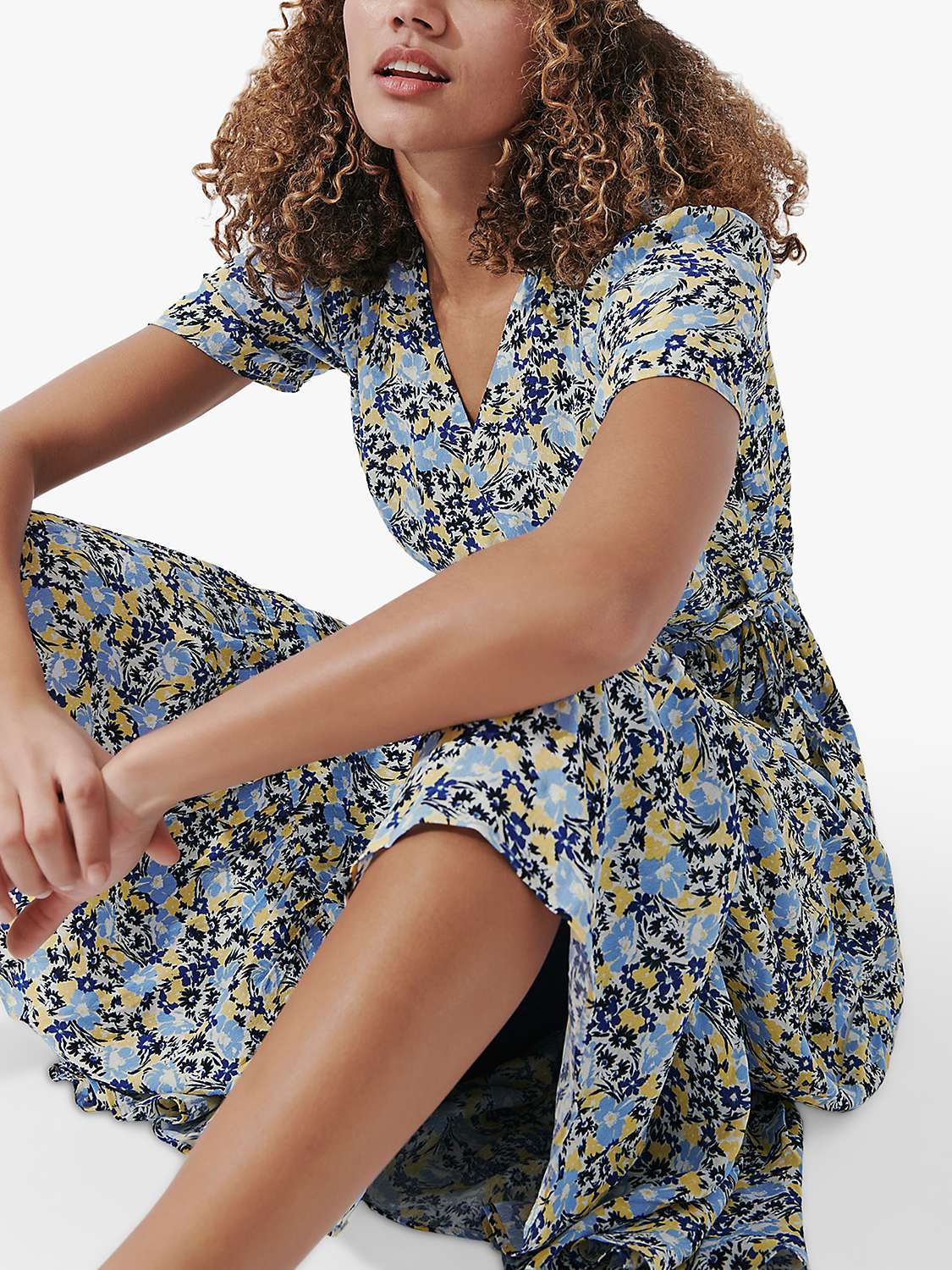 Buy Crew Clothing Jilly Wrap Floral Midi Dress, Blue/Multi Online at johnlewis.com