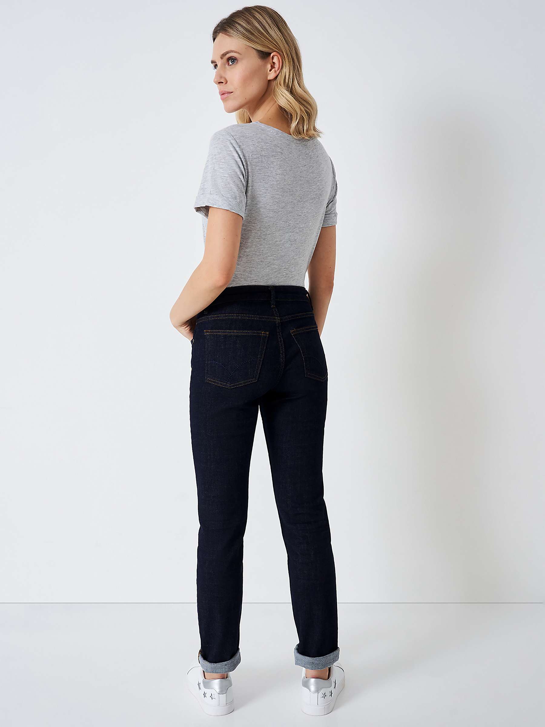 Buy Crew Clothing Mid Rise Straight Cut Jeans, Blue Online at johnlewis.com