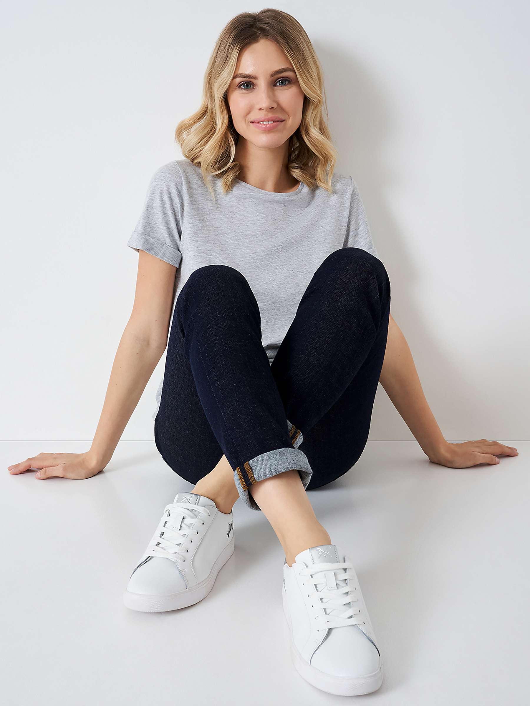 Buy Crew Clothing Mid Rise Straight Cut Jeans, Blue Online at johnlewis.com