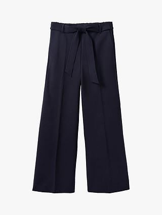 Boden Ponte Wide Leg Trousers, Navy, 8