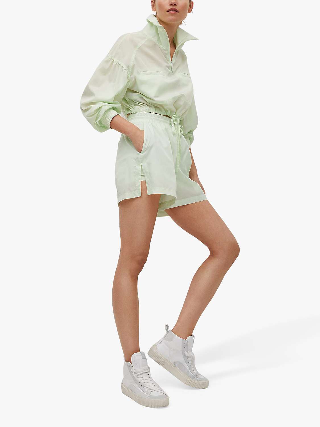 Buy Mango Gilda Drawstring Waist Shorts, Light Green Online at johnlewis.com