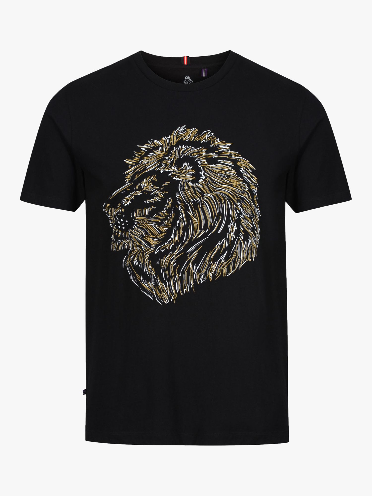 LUKE 1977 Tapestry Lion Crew Neck T-Shirt, Jet Black, XS