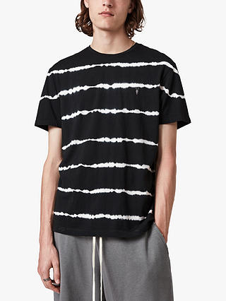 AllSaints Vagos Stripe Short Sleeve T-Shirt, Washed Black/Chalk White
