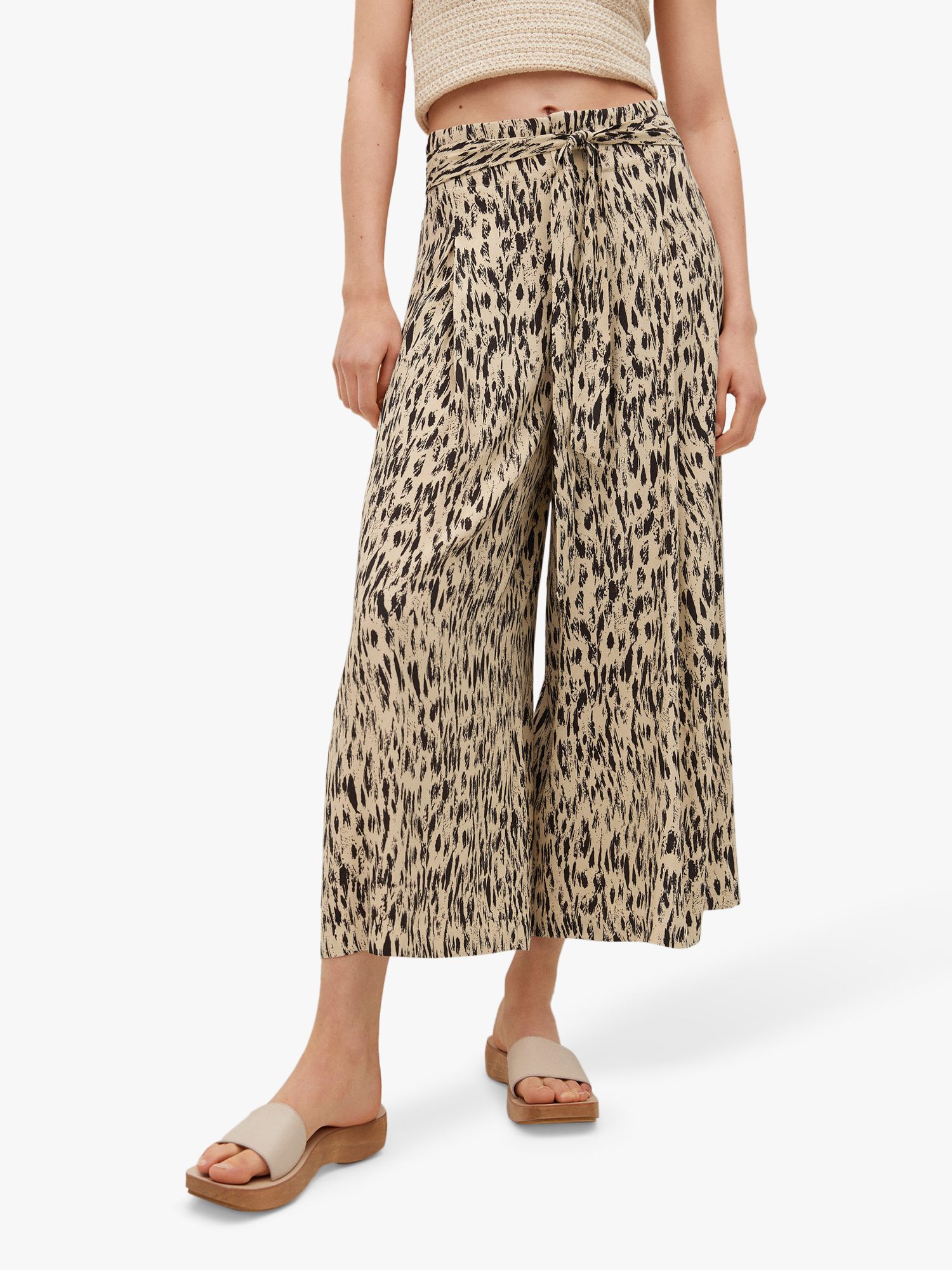 Mango Abstract Animal Print Culottes, Beige at John Lewis & Partners