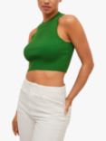 Mango Ribbed Funnel Neck Crop Top, Green
