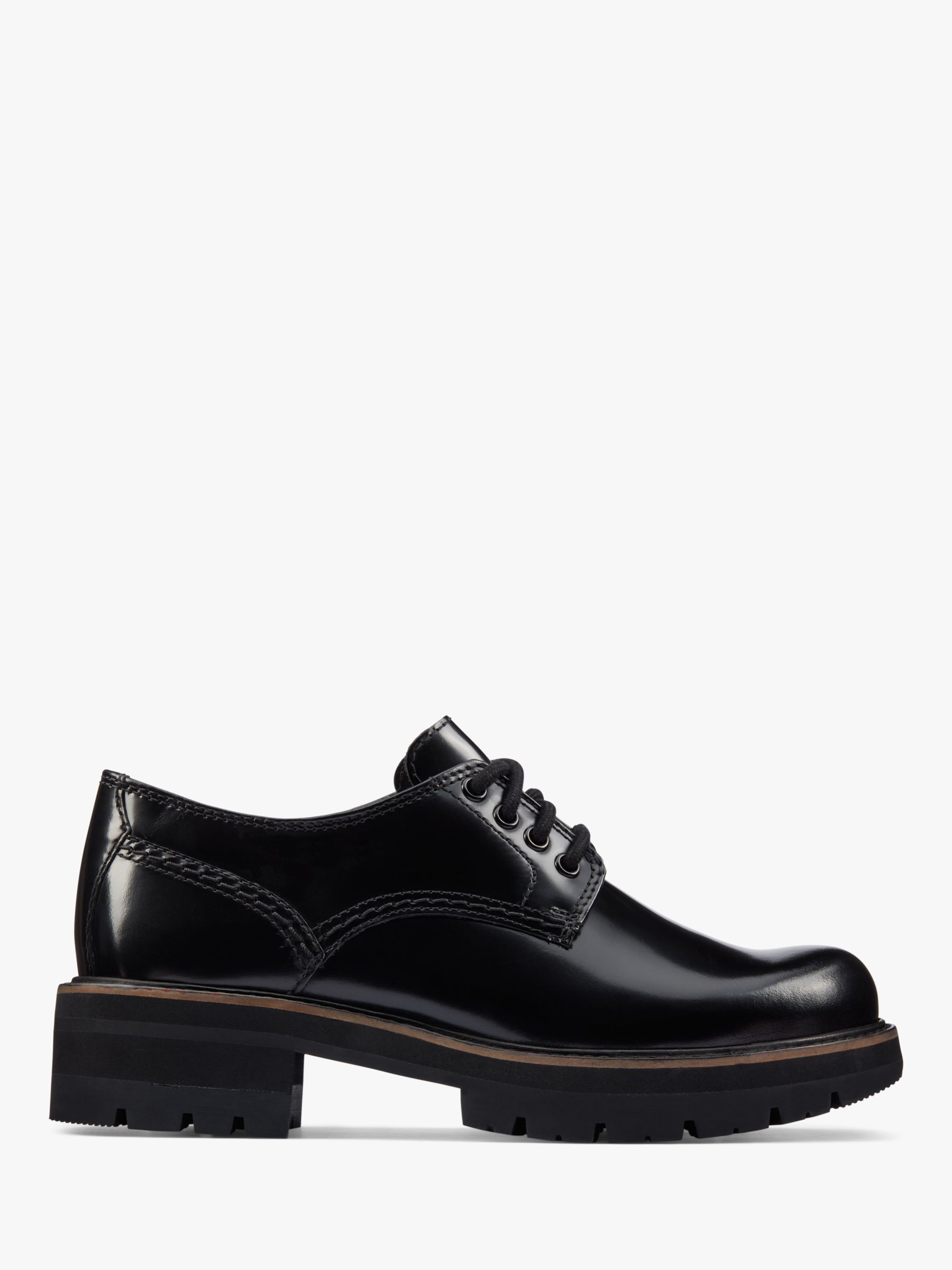 Clarks Orianna Leather Derby Shoes, Black at John Lewis & Partners