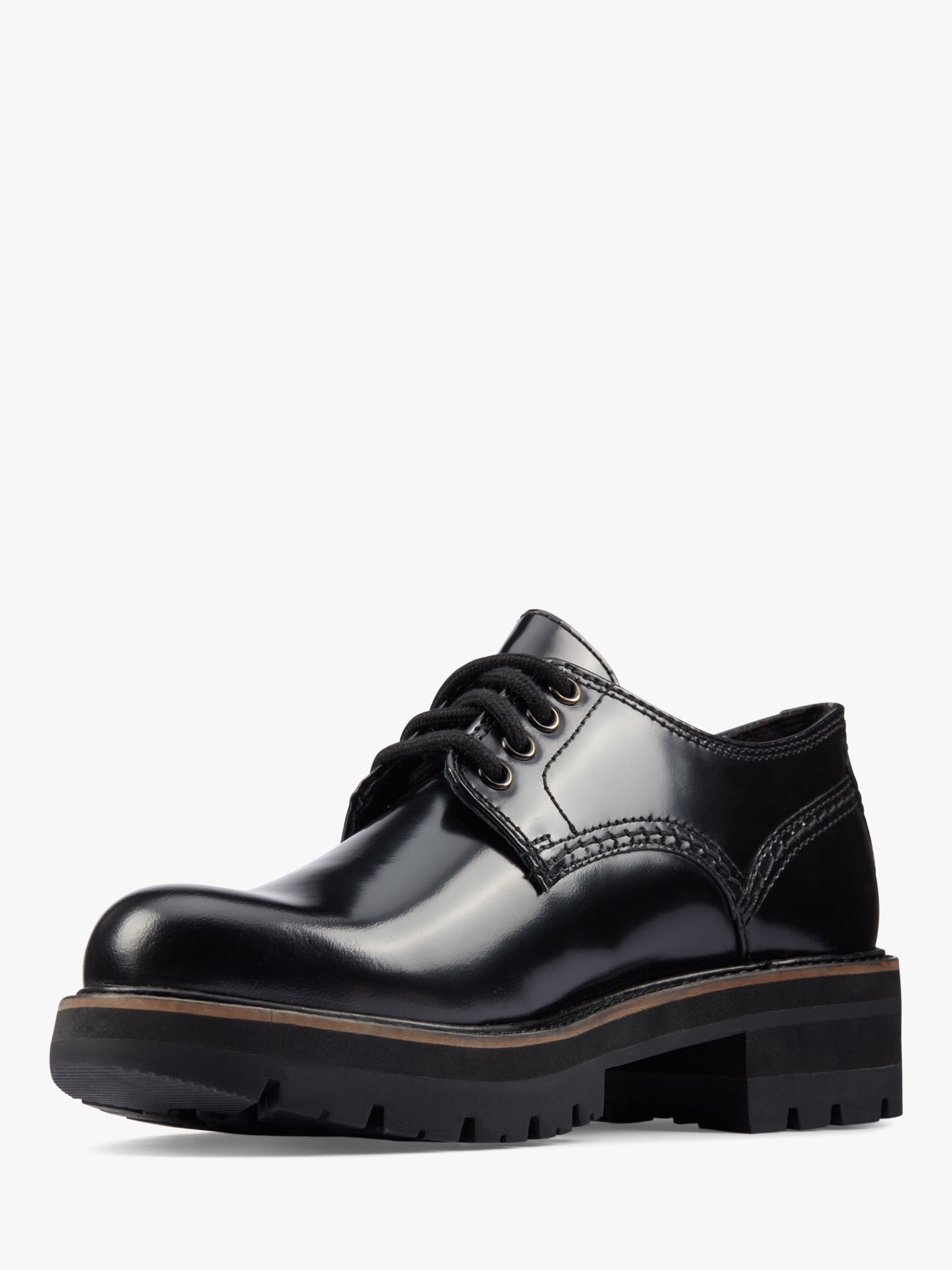 Clarks Orianna Leather Derby Shoes, Black at John Lewis & Partners