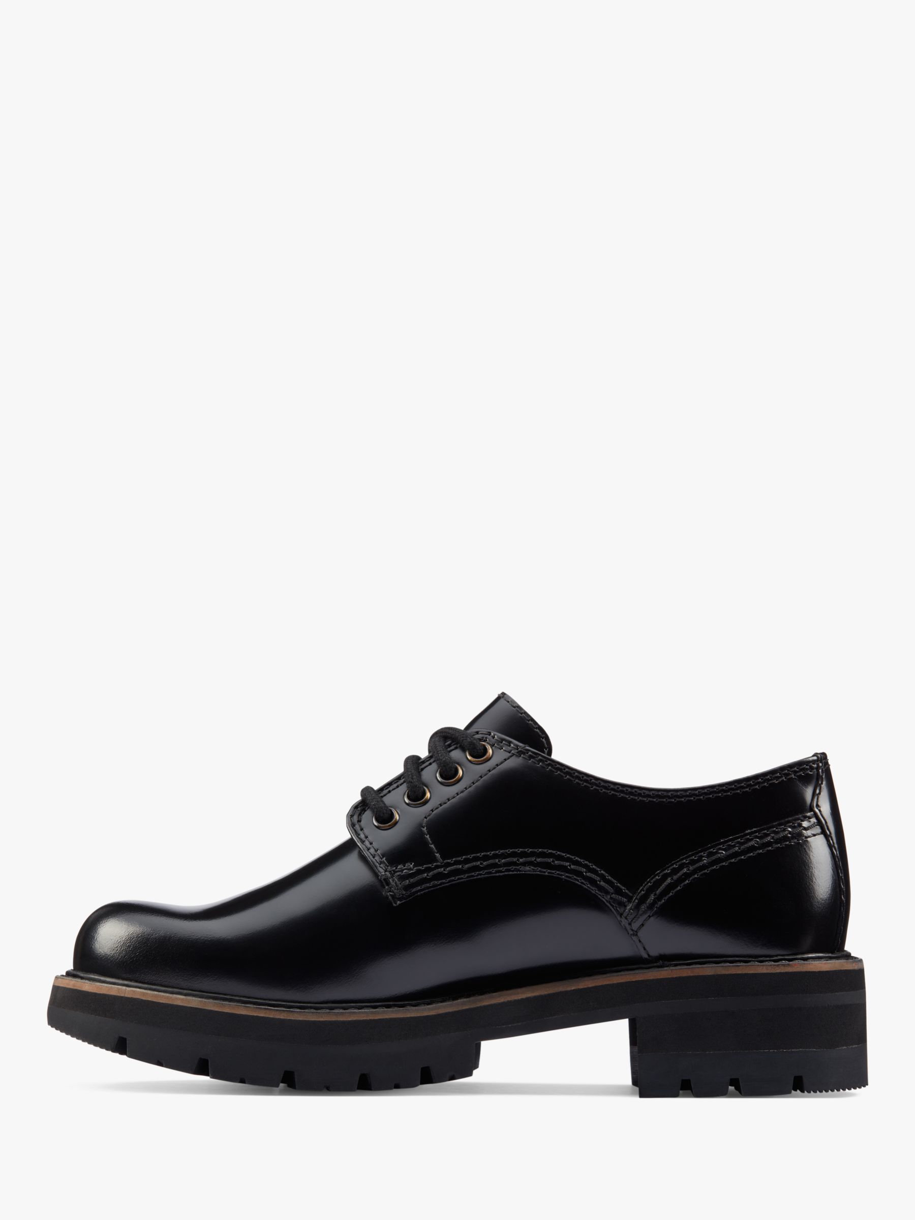 Clarks Orianna Leather Derby Shoes, Black at John Lewis & Partners